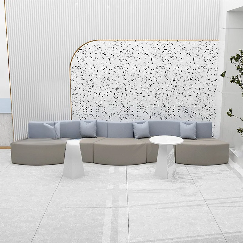 Waiting area training institutions arc leisure sofa reception office S-shaped circular lounge.