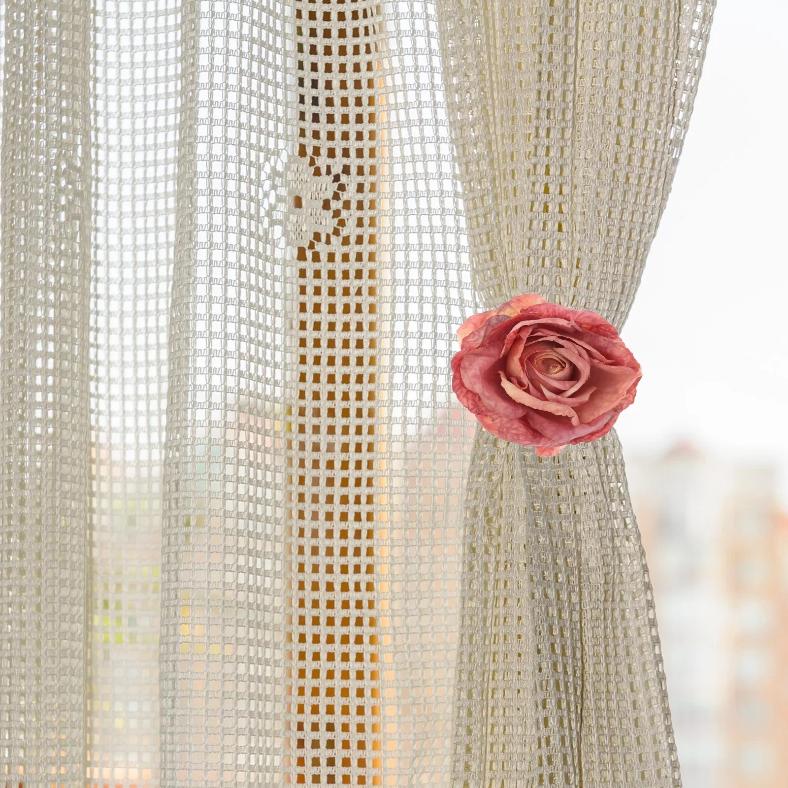 

2Pcs Flower Curtain Tiebacks Clips for Curtains Drapery Tapestries Home Decor Fastening Accessories No Assembly Needed