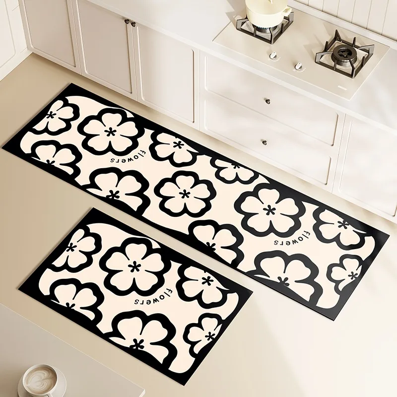 

Non-slip Kitchen Carpet Long Strip Runner Rugs Oil-proof Waterproof Floor Mats Home Decoration PVC Leather Washable Mat Ковер 러그