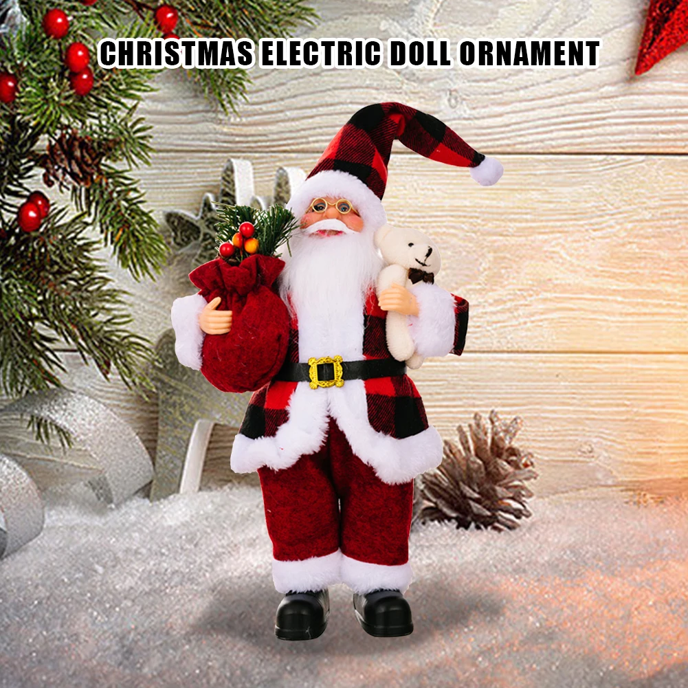 

Christmas Santa Claus Toy With Gift Bag Standing Santa Claus Statue Resin Mini Holding Presents Home Navidad Party Ornaments