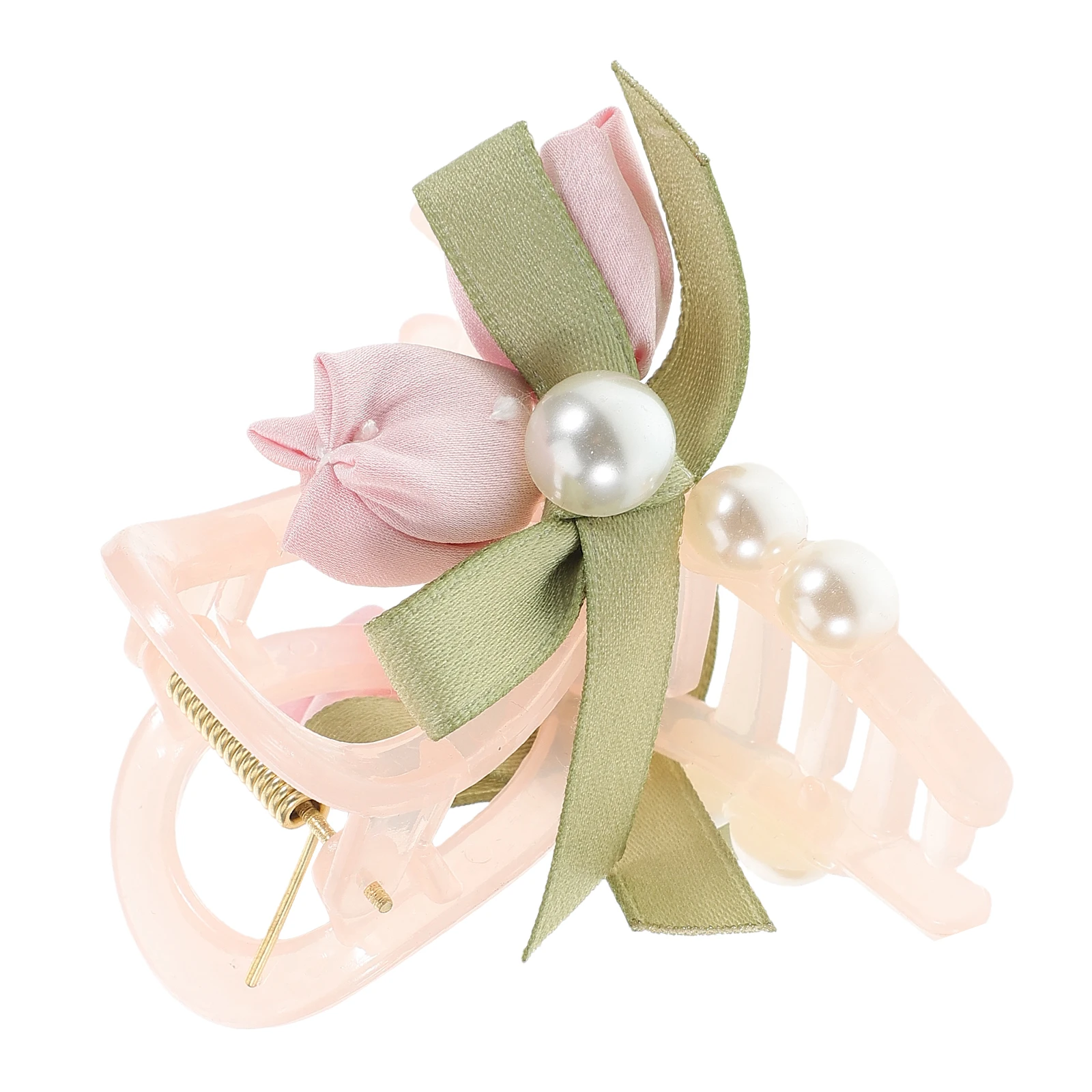 

Tulip Hair Claw Clips Fabric Plastic Elegant Women Accessories Bridal Bridesmaid Vintage Valentines Flat Mini Colorful