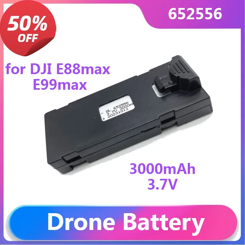 

3PCS Drone Battery 652556 for E88max E99max Drone Rechargeable Battery 2600MAH 3.7V Rechargeable Quadcopter Drone