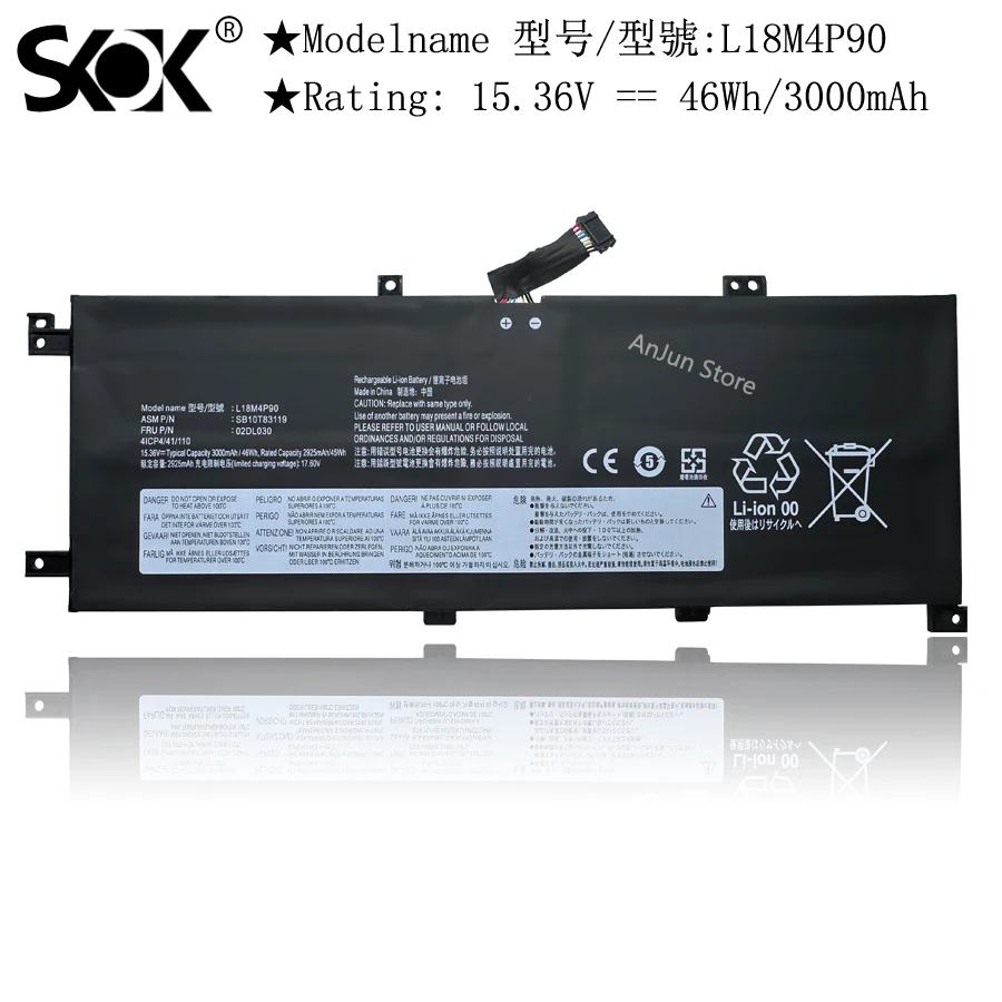 L18M4P90 L18C4P90 L18D4P90 Laptop Battery Compatible with Lenovo ThinkPad L13 Yoga 20R5 20R6 Series 02DL030 SB10T83119 02DL031