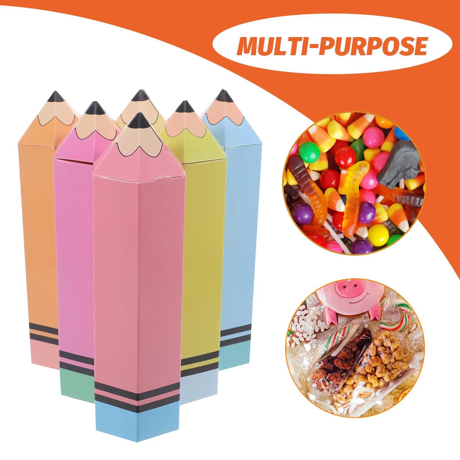 12Sets Pencil Candy Boxes Back to School Supply Pencil Shaped Goodie Bags Sturdy Cardboard Snack Boxes for School Events First