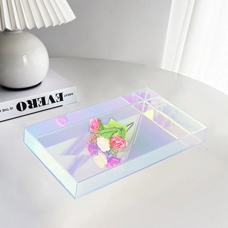 Acrylic Transparent Water Cup Tray Teacup Jewelry Storage Color Dessert Decorative Creative Simple Vanity Tray