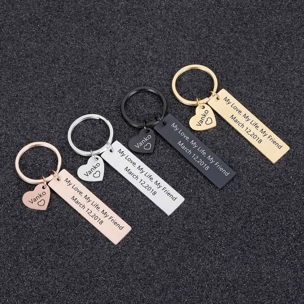 Stainless Steel Personlized Engrave ID Text Keyrings for Women Men Gift Custom Name Date Keychian for Party Birthday 2025