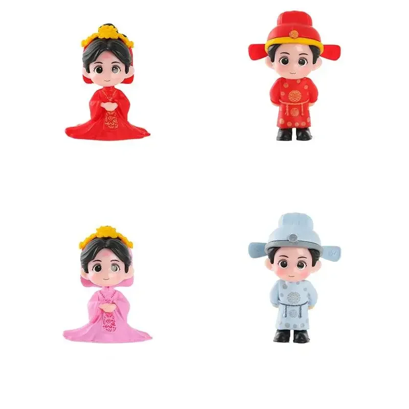 4 stks/set Poppenhuisminiaturen Koppels Beeldjes Micro Landschap DIY Mini Hars Ambachten Fairy Garden Mos Terrarium Home Decor