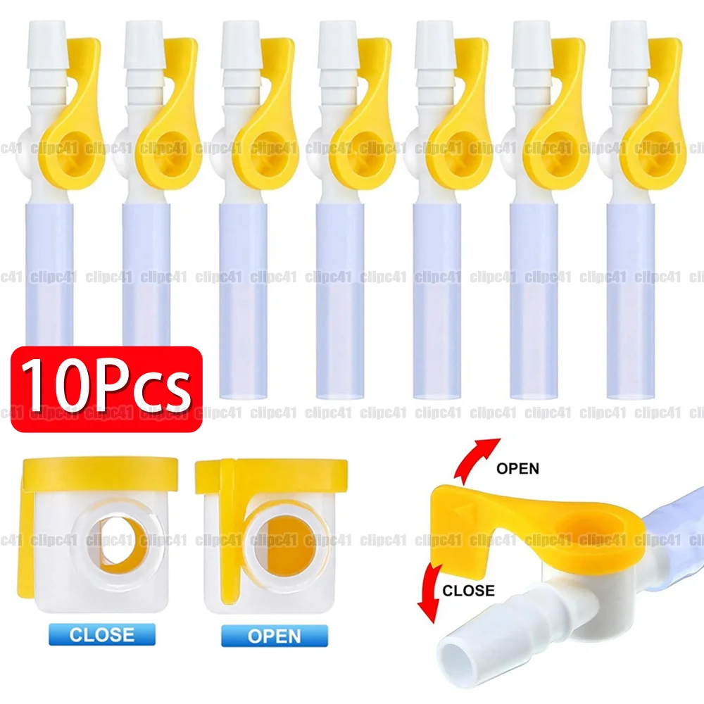 Lot de 10 valves pour sacs de drainage urinaire avec bords lisses, pour tubes en silicone, pour cathéter de drainage urinaire, robinet à levier bidirectionnel