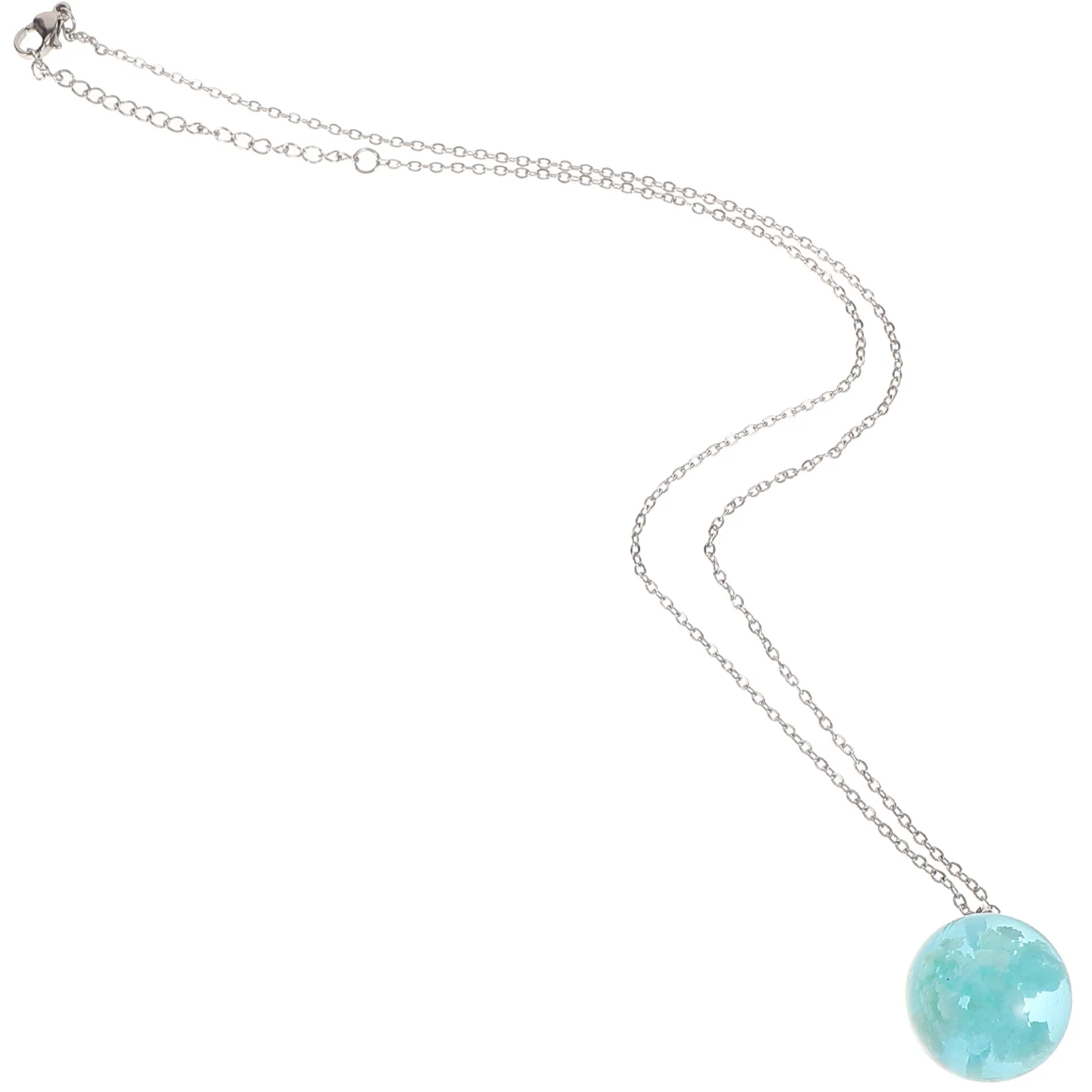 1Pc Pendant Transparent Spherical Necklace Resin Pendant Necklace Pendant Chain Sky-blue