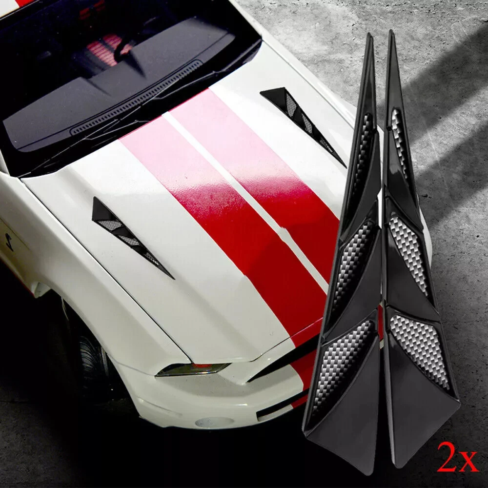 2x Car Decorative Air Flow Intake Hood Scoop Bonnet Vent Cover Sticker Styling Black Auto Air Flow Intake Bonnet Accessories