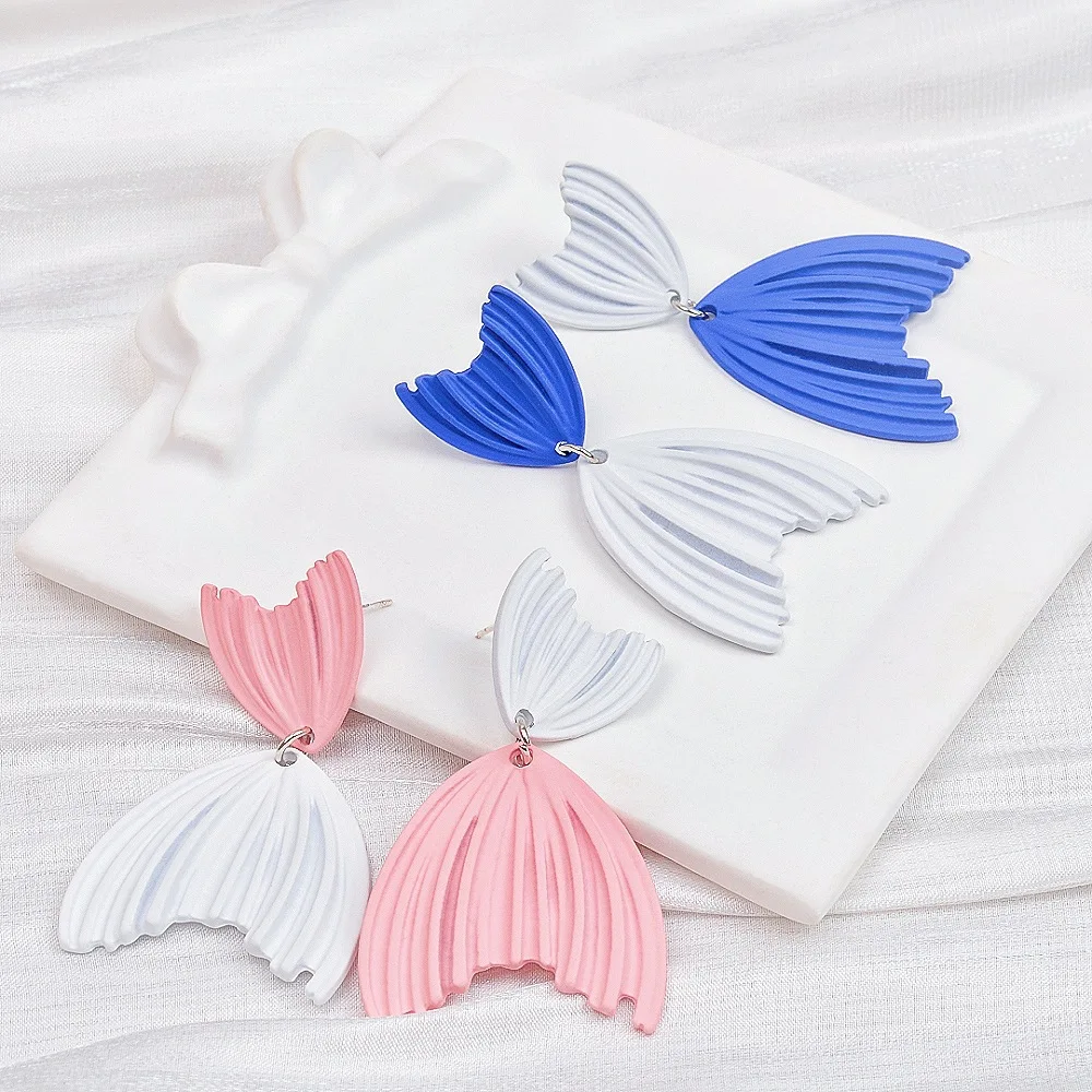 مبالغ فيها شخصية معدنية غير المتماثلة ذيل السمكة وأقراط للنساء الإبداعية لطيف الحيوان القرط حفلة سحر المجوهرات هدية