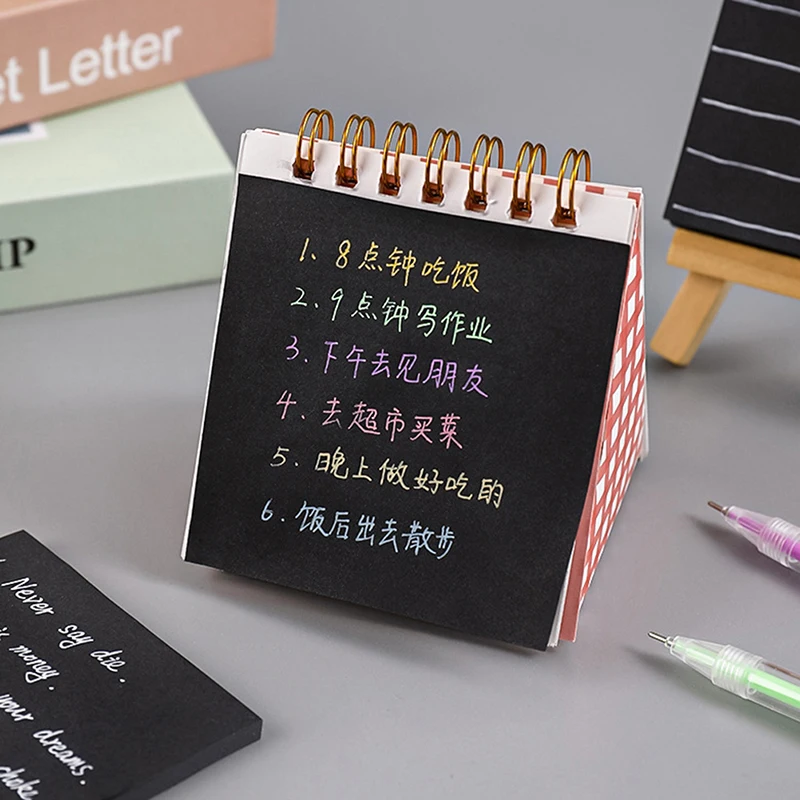 50 Sheets Black Sticky Note Zelfklevende Notepad Opmerking Papier Bookmark Point Gift Card Creatieve Briefpapier Sticky Notes 76*76Cm