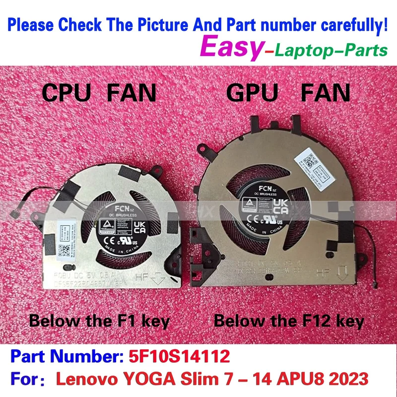 

New For Lenovo YOGA Slim 7－14 APU8 2023 Built in CPU&GPU Cooling Fan 5F10S14112 Notebook computer components
