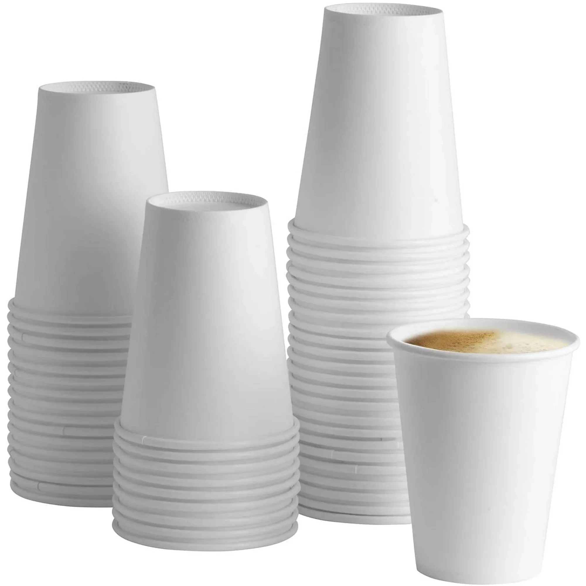 6 oz White Paper Cups, Disposable Paper Cups, Heavyduty Hot / Cold Beverage Drinking Cups for Picnic, BBQ, Travel, and Event