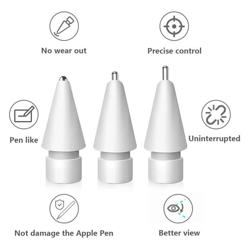 6 PCS Tips For Apple Pencil, Mix Replacement Pencil Tips For Apple Pencil 2Nd/ 1St Gen Tips Precise Control Nibs