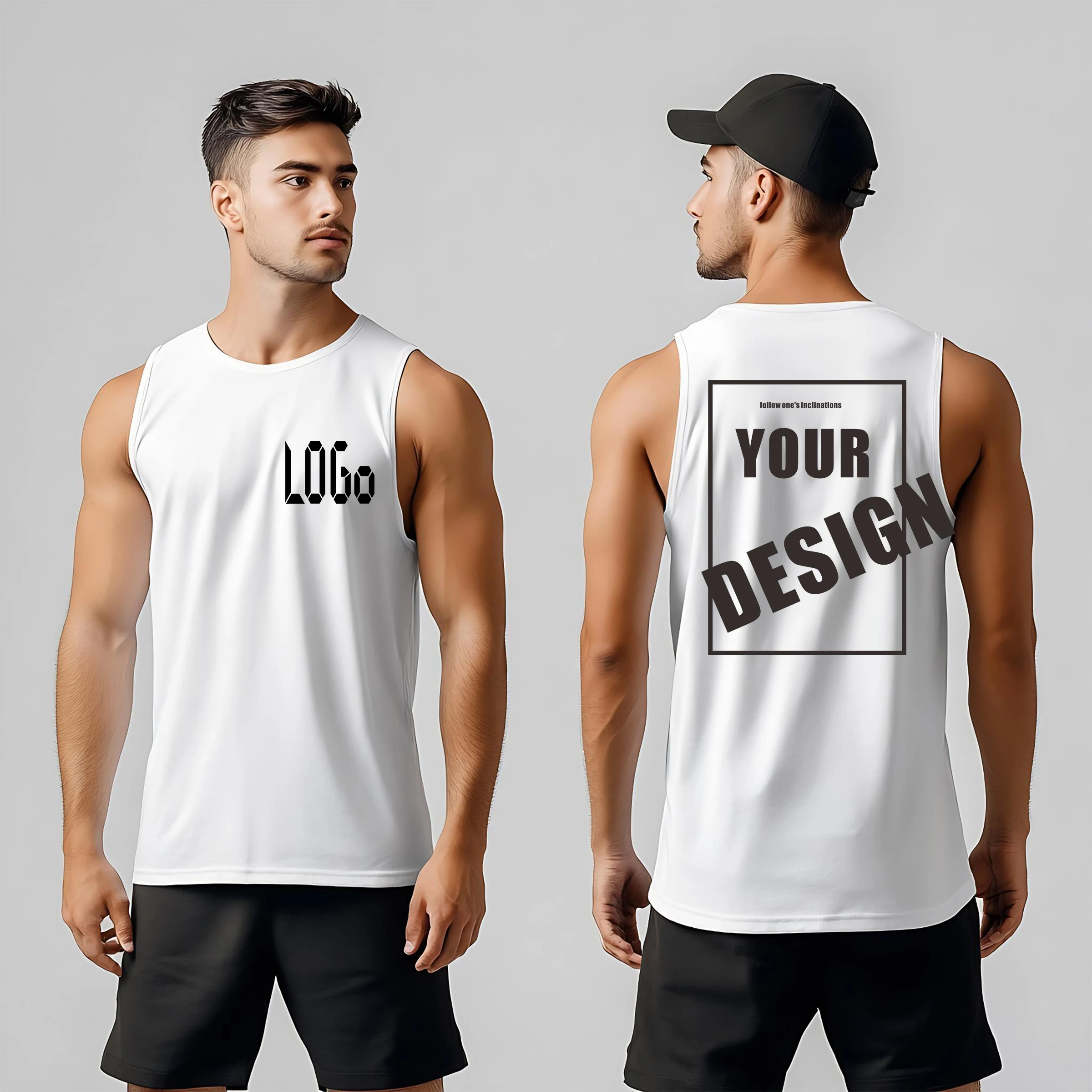 

DIY pure cotton men's sports vest, customize your size and logo, team uniform, breathable and sweat absorbing lightweight sports