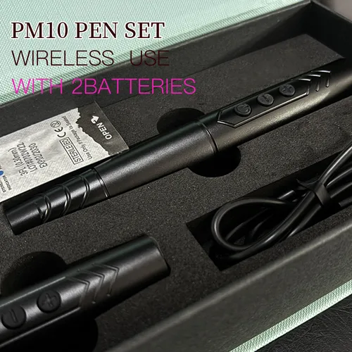 Imagen 2 del producto Máquina de tatuaje de cejas inalámbrica PM10, conjunto con 2 baterías, maquillaje permanente, Microblading, cejas, labios, golpes, suministros de tatuaje