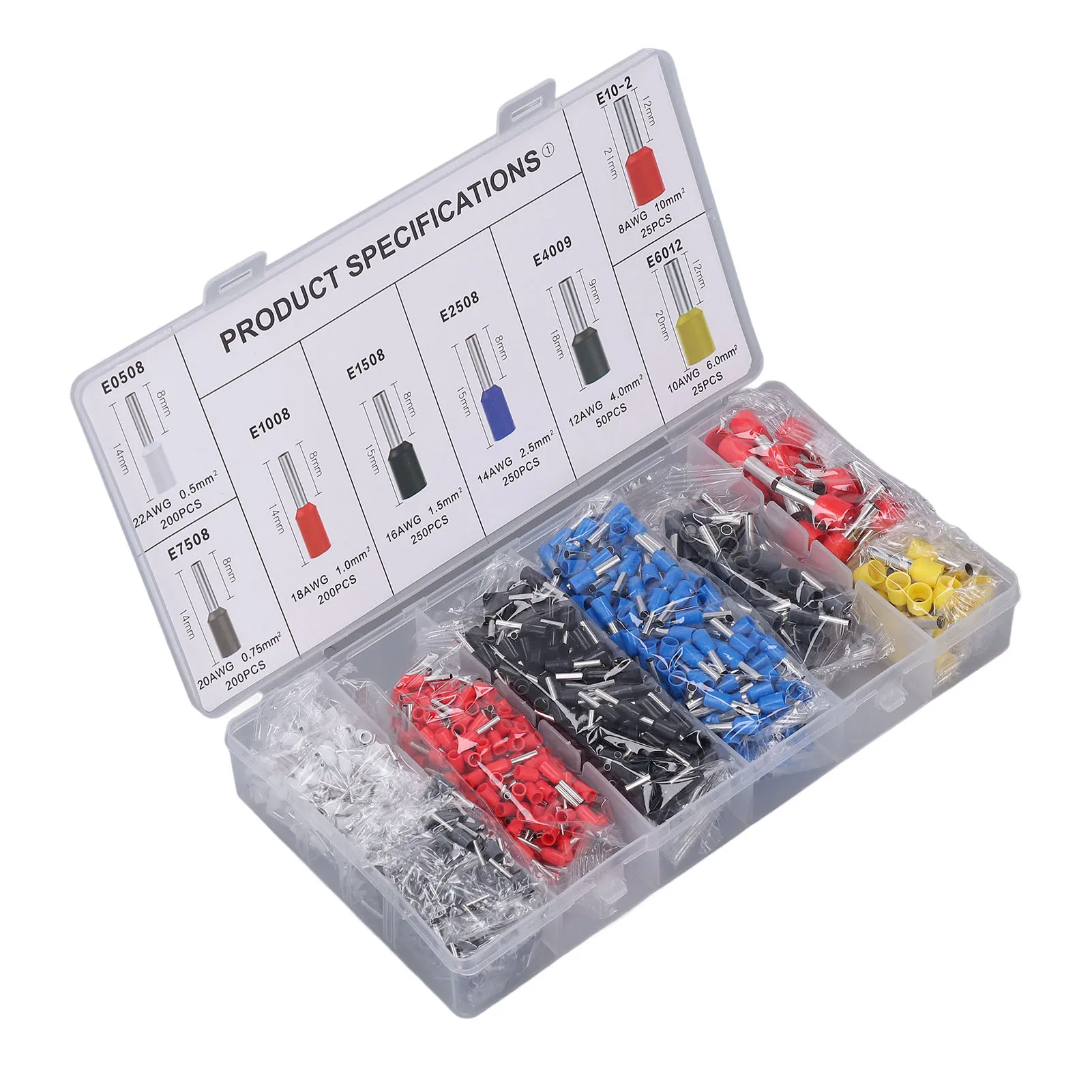 1200 Pcs Cold Pressed Terminals Copper Tube Terminal Set Multi Function Wire Crimping Terminals Assortment Kit