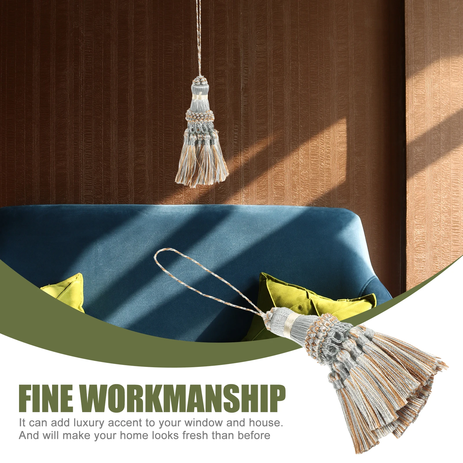 

2pcs Blue Polyester Tassel Decorative Curtain Trim Elegant DIY Accessories H made Home Decor Creative Pendant