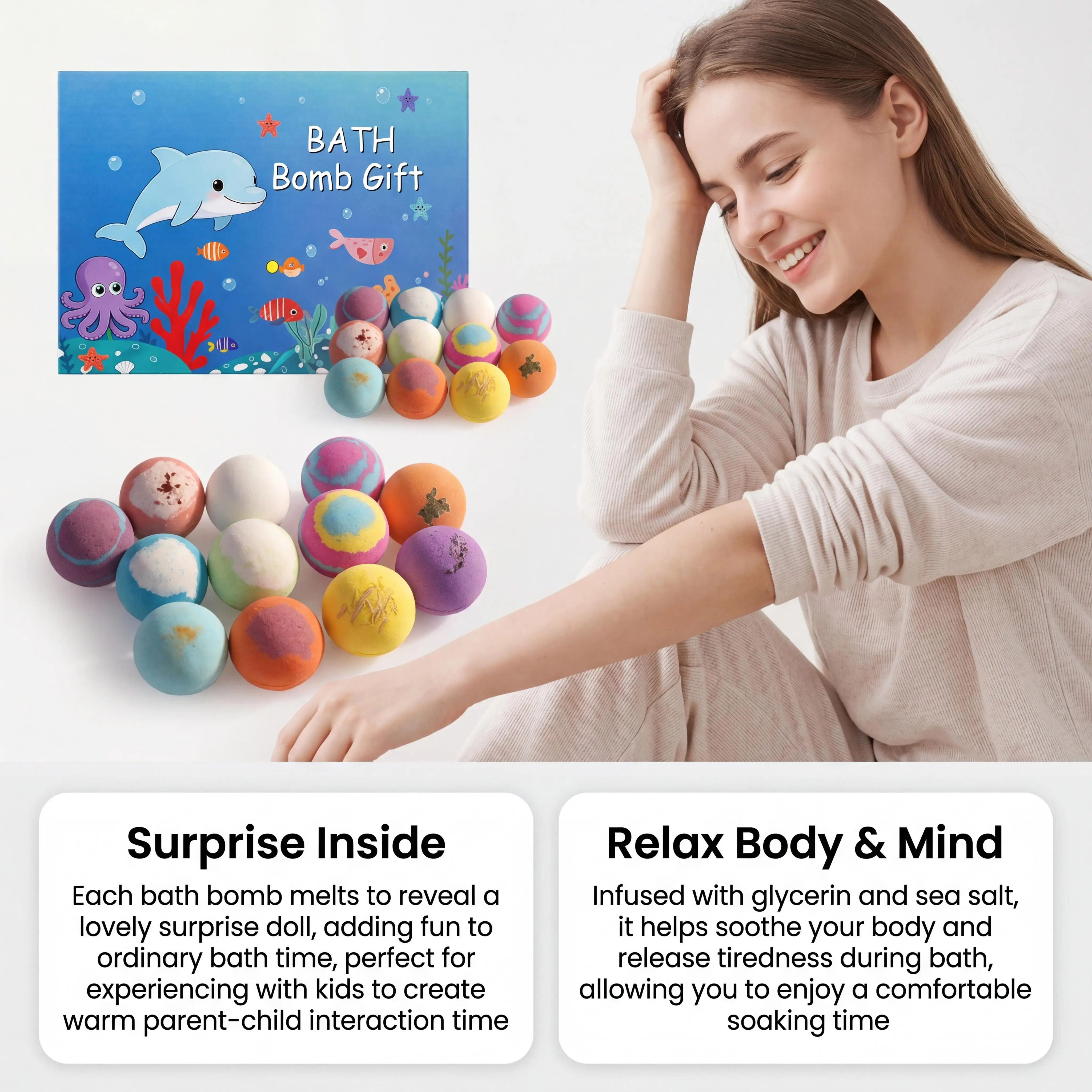 Kids Bath Bombs Set Inside Hidden Surprise Toys Colorful Bubble Bath Balls Relaxing Ideal Children's Day & Birthday Gift Combo view 4