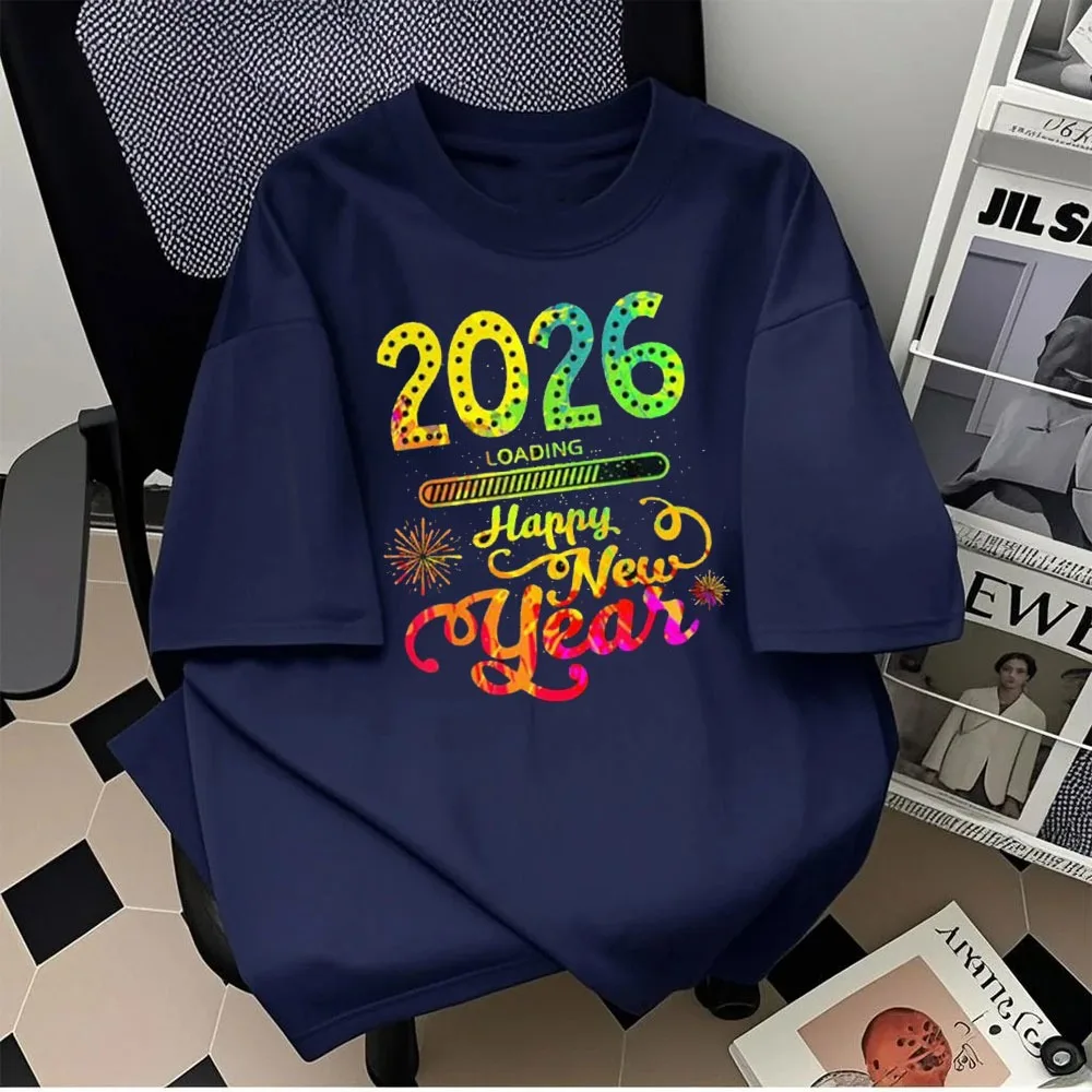 Happy New Years Eve Party Christmas New Year 2026 Unisex T-Shirt Graphic T Shirts Men Clothing Streetwear Hipster Short Sleeve