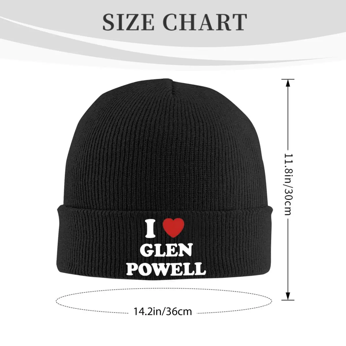 I Love Glen Powell Knitted Hat Beanie Winter Hat Warm Color Cap Men Women