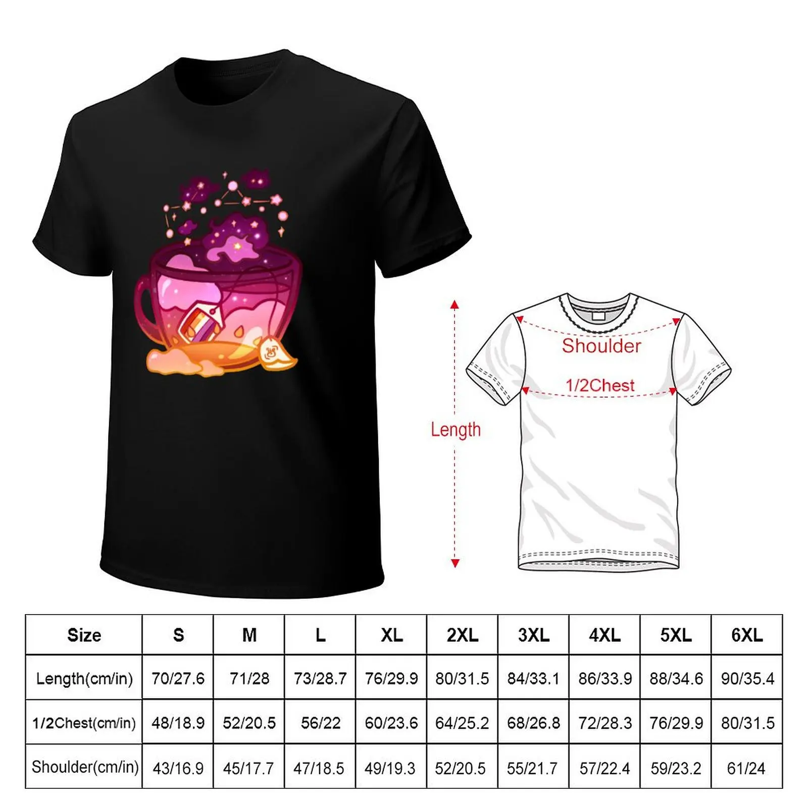 Pride Flag Teacup - Sunset Lesbian T-Shirt cotton t-shirt plain for man package T-Shirt