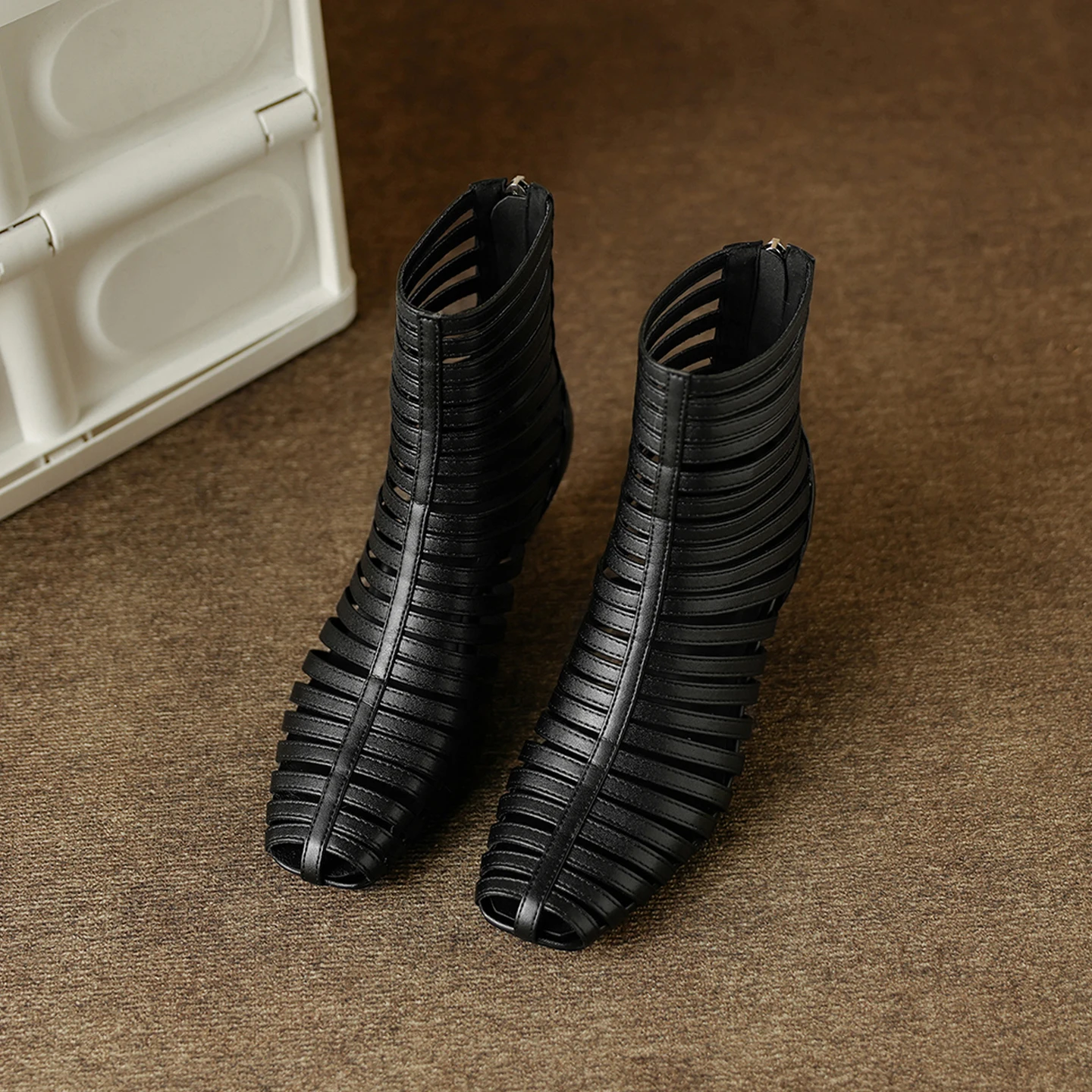 QUTAA 2026 News Fashion Women Pumps Shoes Summer Sandals Cow Leather High Heels Gladiator Square Toe Shoes Dress Party 34-40