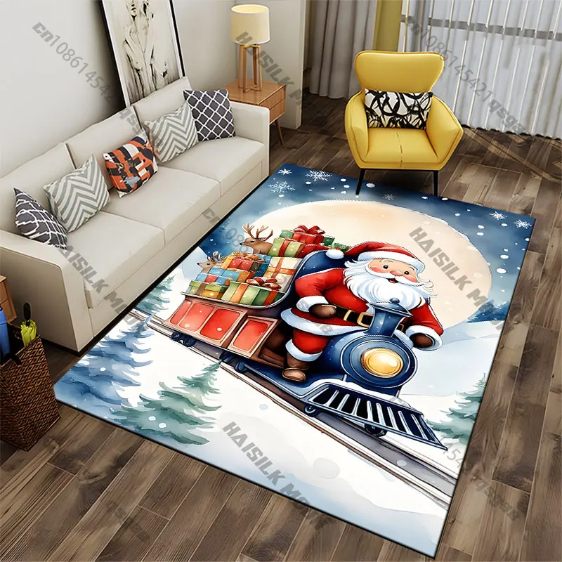 Santa delivering festive Christmas gifts carpet Yoga living room room decor children's crawling mat doormat area rug