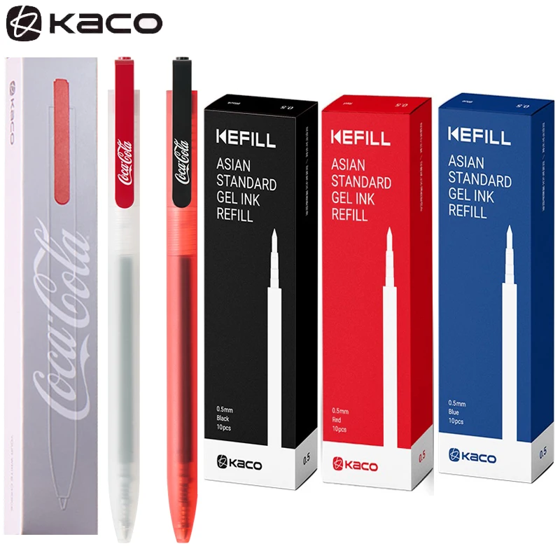 

KACO x Coca-Cola Collaboration Gel Pens,Daily Transparent Matte Barrel 0.5mm Quick-Dry Black Ink Signature Pen For Writing&Study