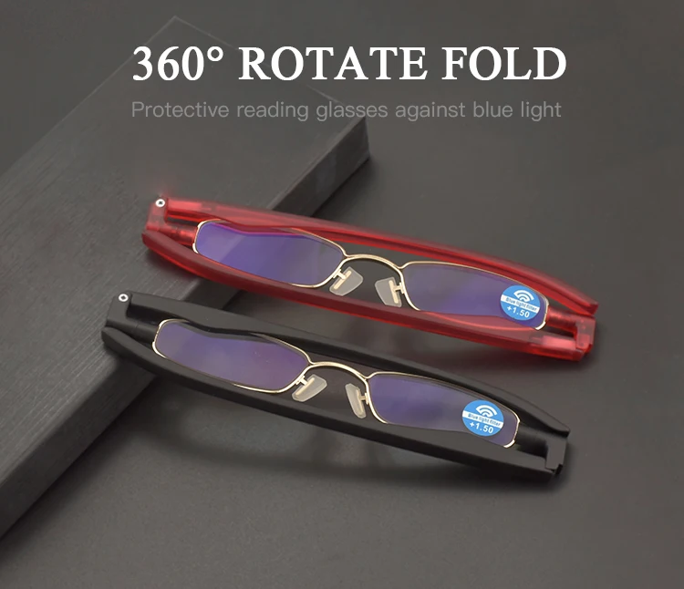 

DOISYER 360 Degree Rotation Folding Reading Glasses Frame Portable Eyeglasses Mini Presbyopia Hyperopia Glasses for Women Men