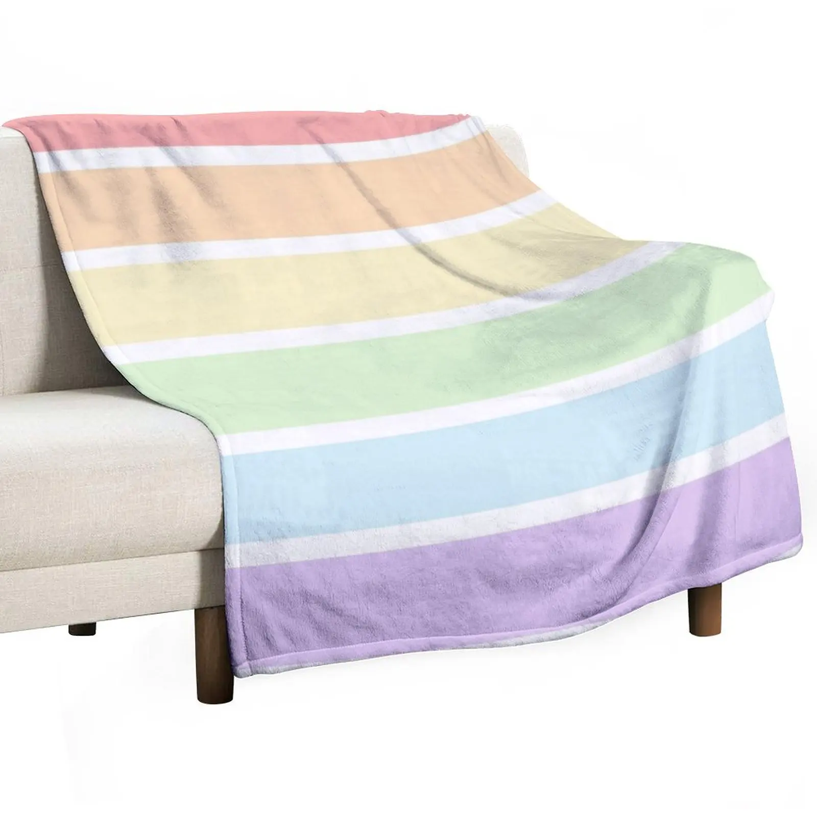 

Pastel Rainbow Stripes Throw Blanket Tourist Cute Plaid warm winter for winter Blankets