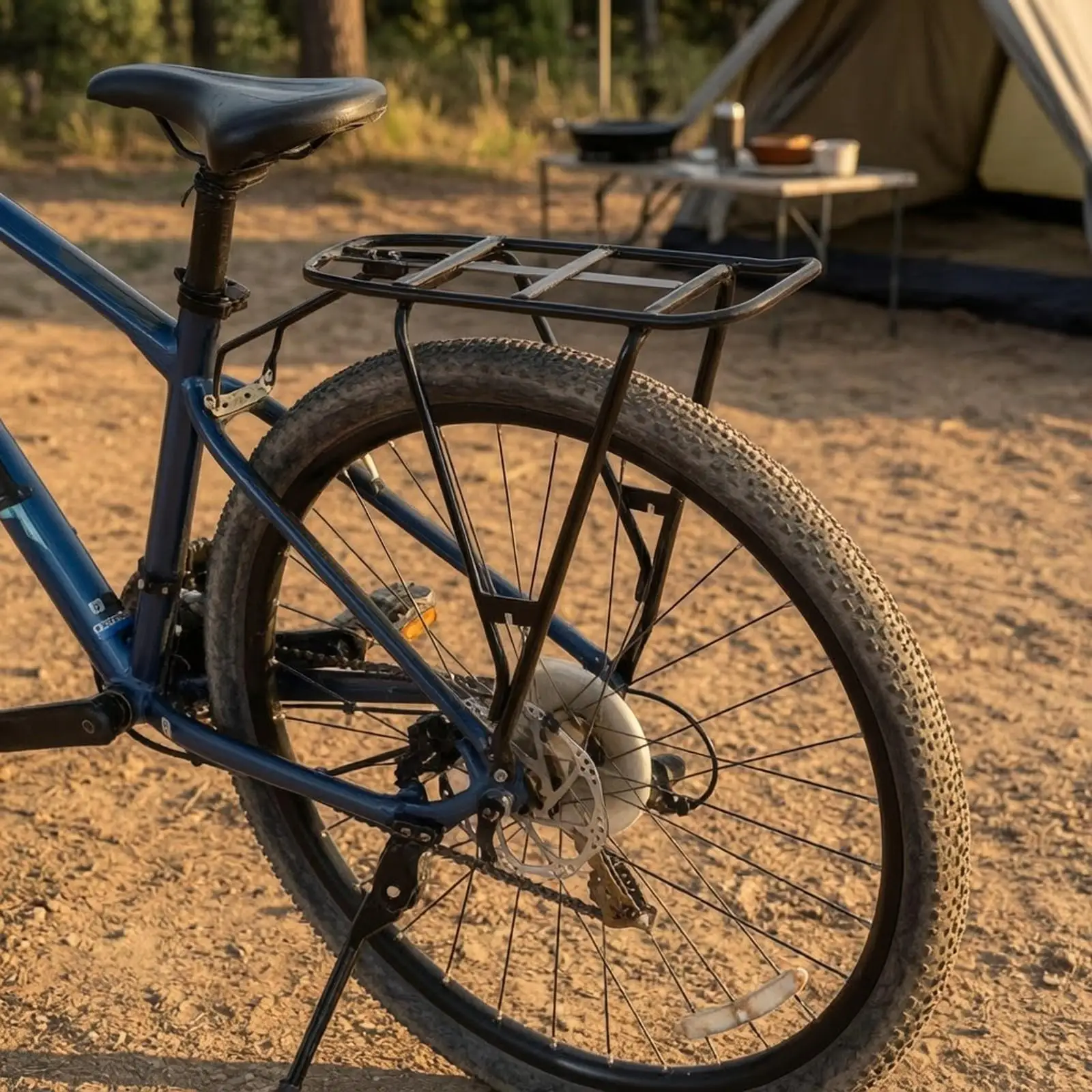 Functional Bicycle Trunk Rack for Mountain Bike with Tubular Side Rails Secure Support Struts for