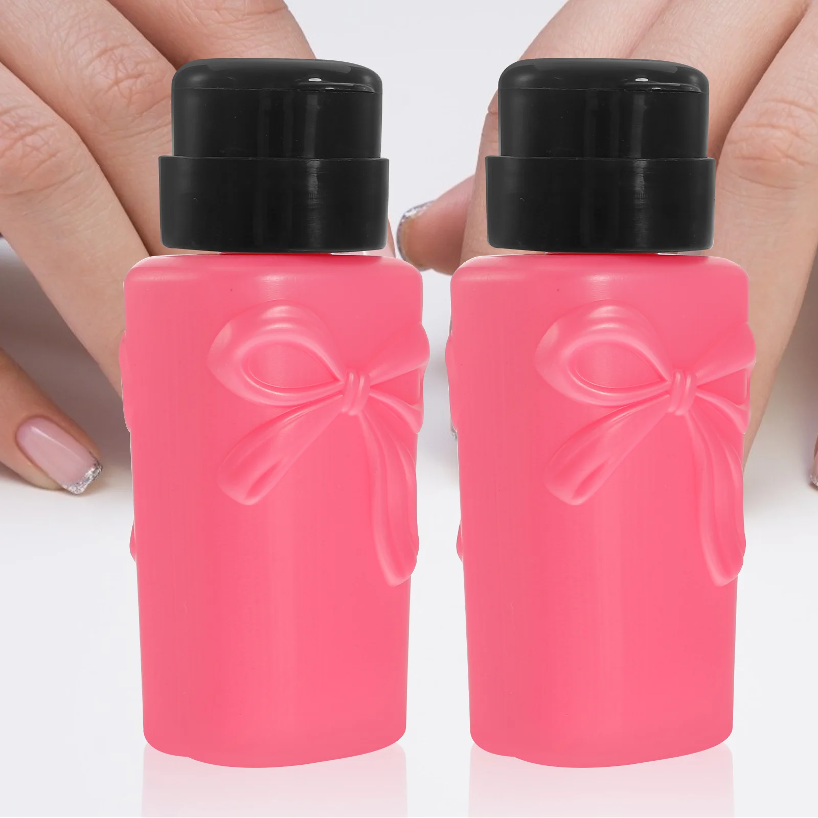 Empty Pump Bottles Dispenser Nail Remover Gel Polish Dispensers Pink Plastic Travel