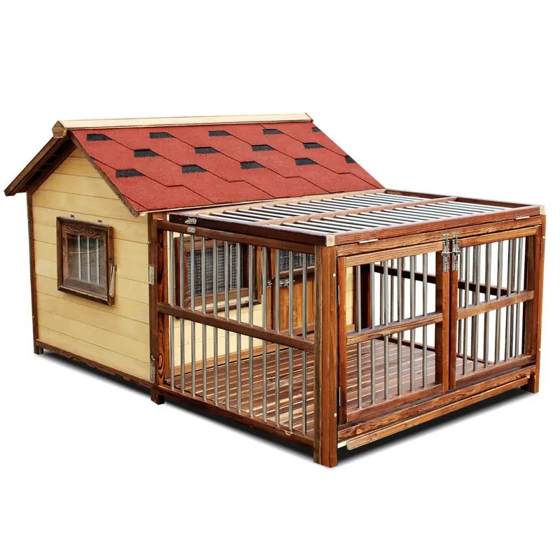 

Solid Wood Dog House Winter Warm Dog Villa Anti-Corrosion Outdoor Rainproof Large Dog Kennel