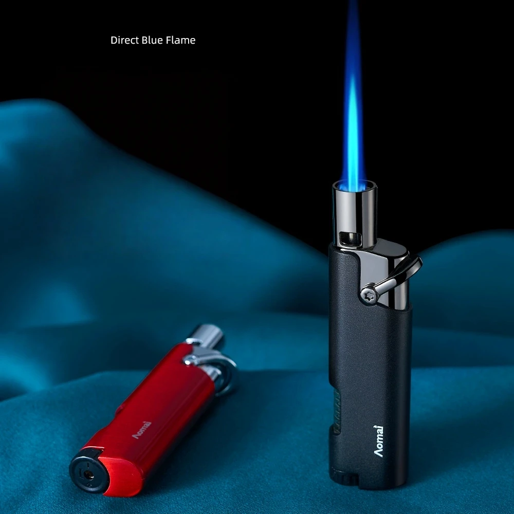 

Portable Visual Window Windproof Lighter Metal Spray Blue Flame Turbine Inflatable Butane Torch Outdoor Lighter Men's Gift