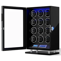 Fingerprint Unlock Automatic Watch Winder with 3/4/6/8/9/12 slot Touchscreen Remote Control Mabuchi Motor Watch Safe Box