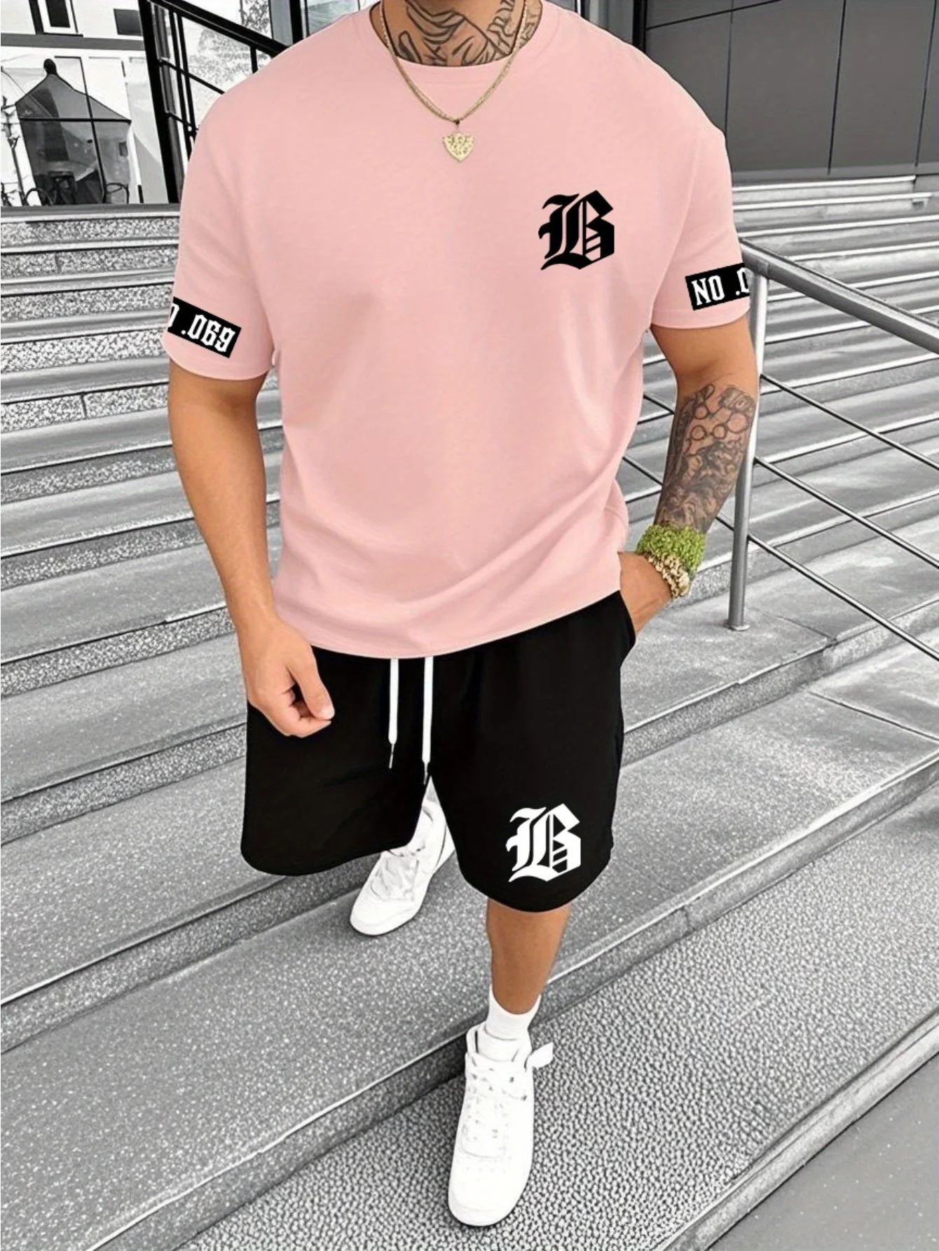 Hot Summer of 2025 3D Printed Minimalist Pattern Casual Fashion Outdoor Men's Short-sleeved Shirt and Shorts Set