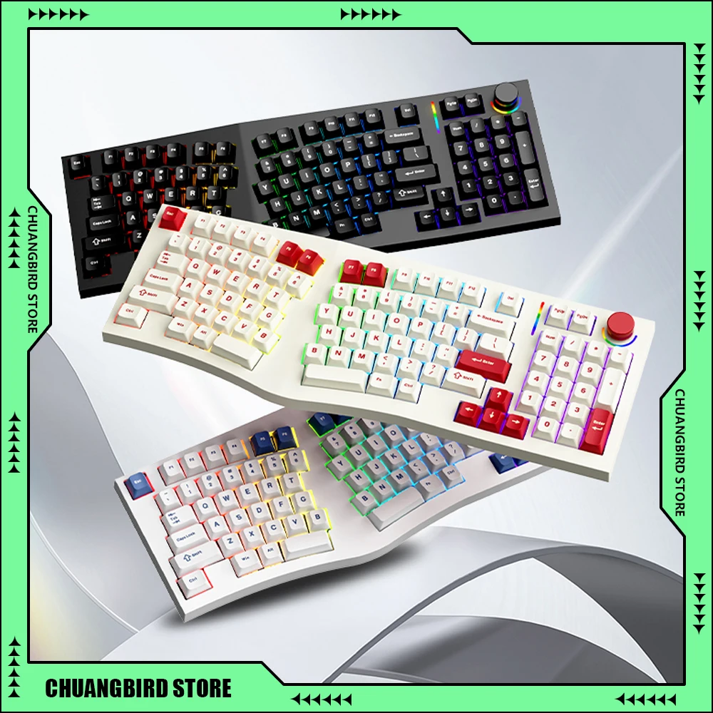 New FEKER Alice98Pro 3Mode Wireless Wired Keyboard Customize Mechanical Ergonomics RGB Hot-Swap Keyboard PC Accessories in Stock