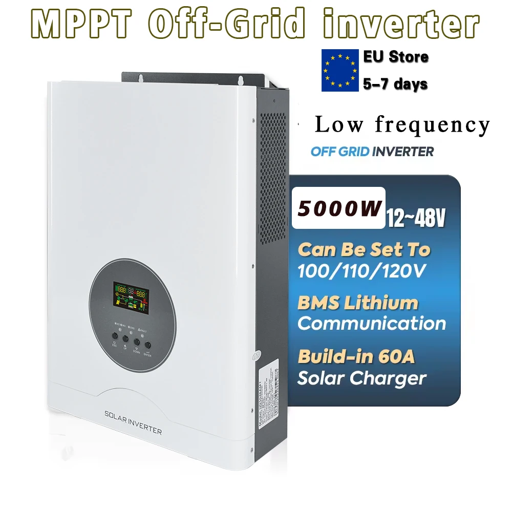 Toroidal transformer 48V Low Frequency MPPT Off-Grid Solar PV Inverter Charger: 6.3kVA/5kW, with Built-In 60A MPPT Controller