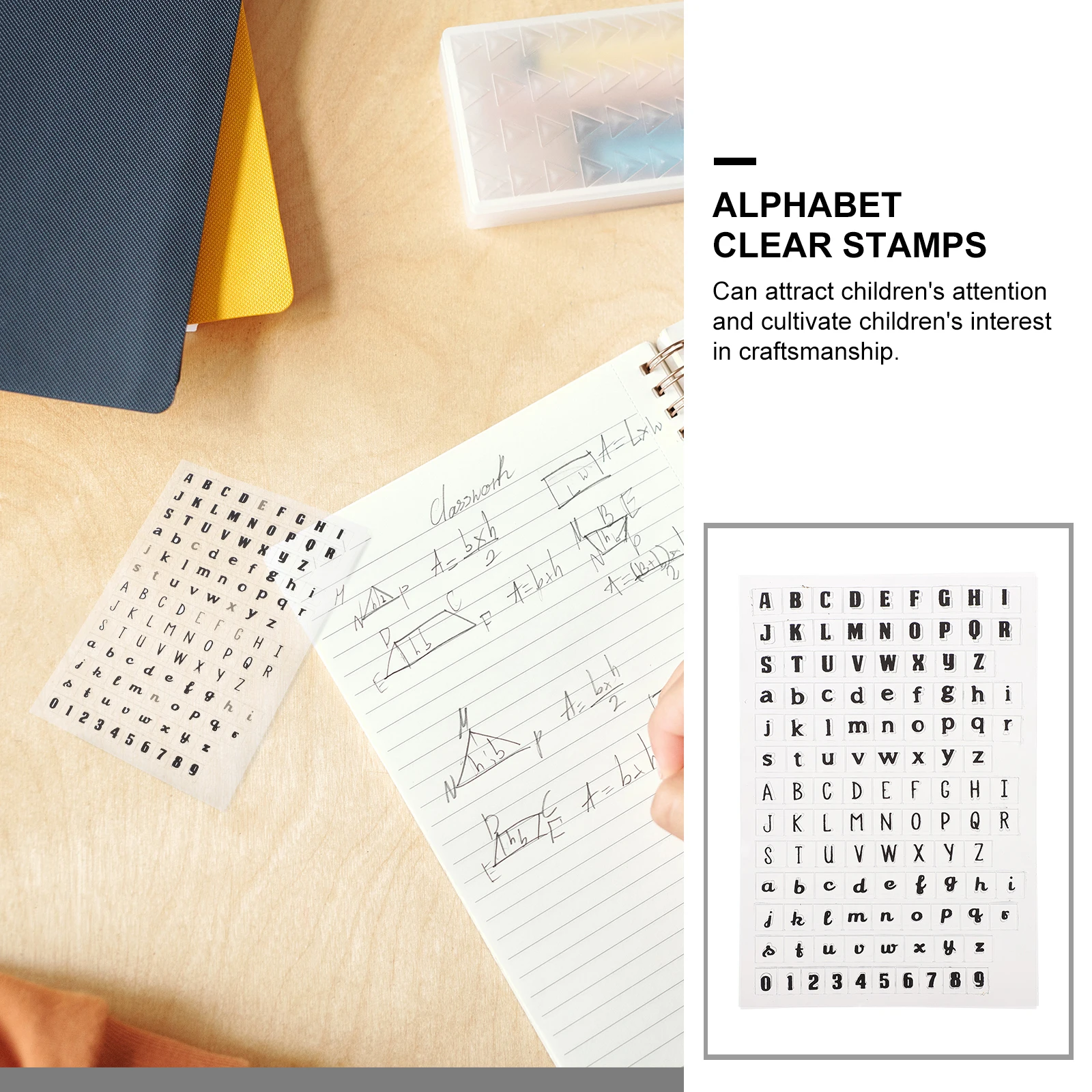 

3 Sets DIY Seal Clear Stamps Alphabet Transparent Uppercase Lowercase Numbers Creative Kids Craft Decorative Plastic for Albums