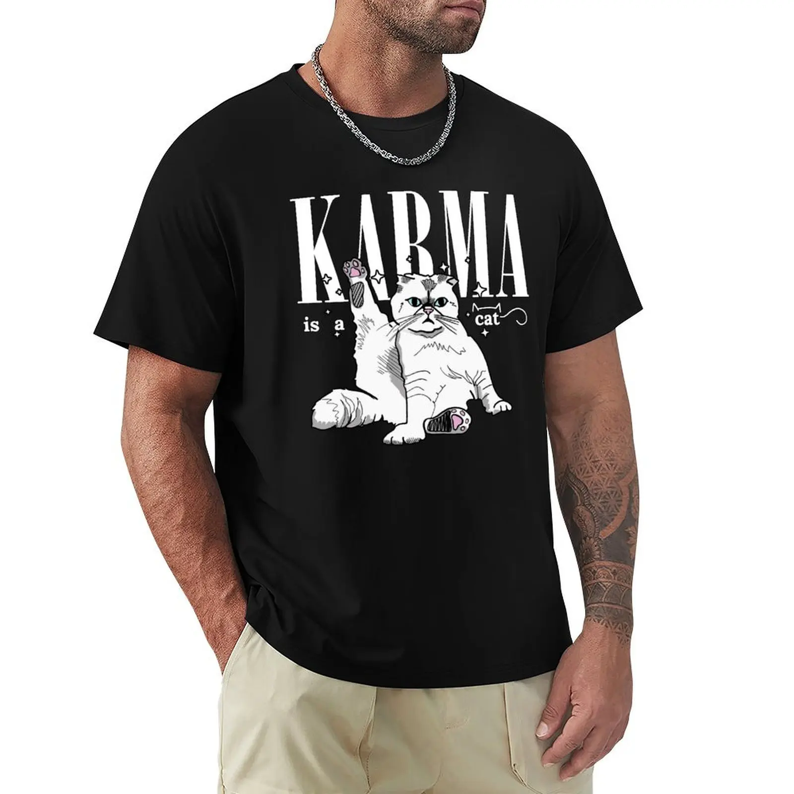 Karma is a cat purring in my lap cause it loves me T-Shirt Sports Basic Short Sleeve T-Shirt