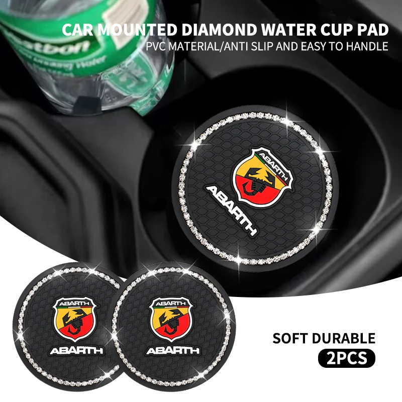 Car Non-slip Water Cup Pad Diamond Rhinestone Bling Decoration For Abarth BMW Mercedes Benz AMG Audi Sline Mazda Opel Ford JEEP