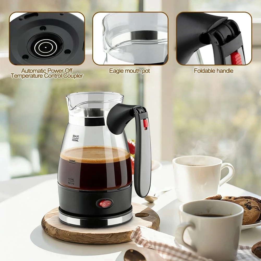 

CKFAM-Electric Turkish Coffee Machine 500 Ml Espresso Maker With Handle Turkish Coffee Pot And Teapot EU Plug