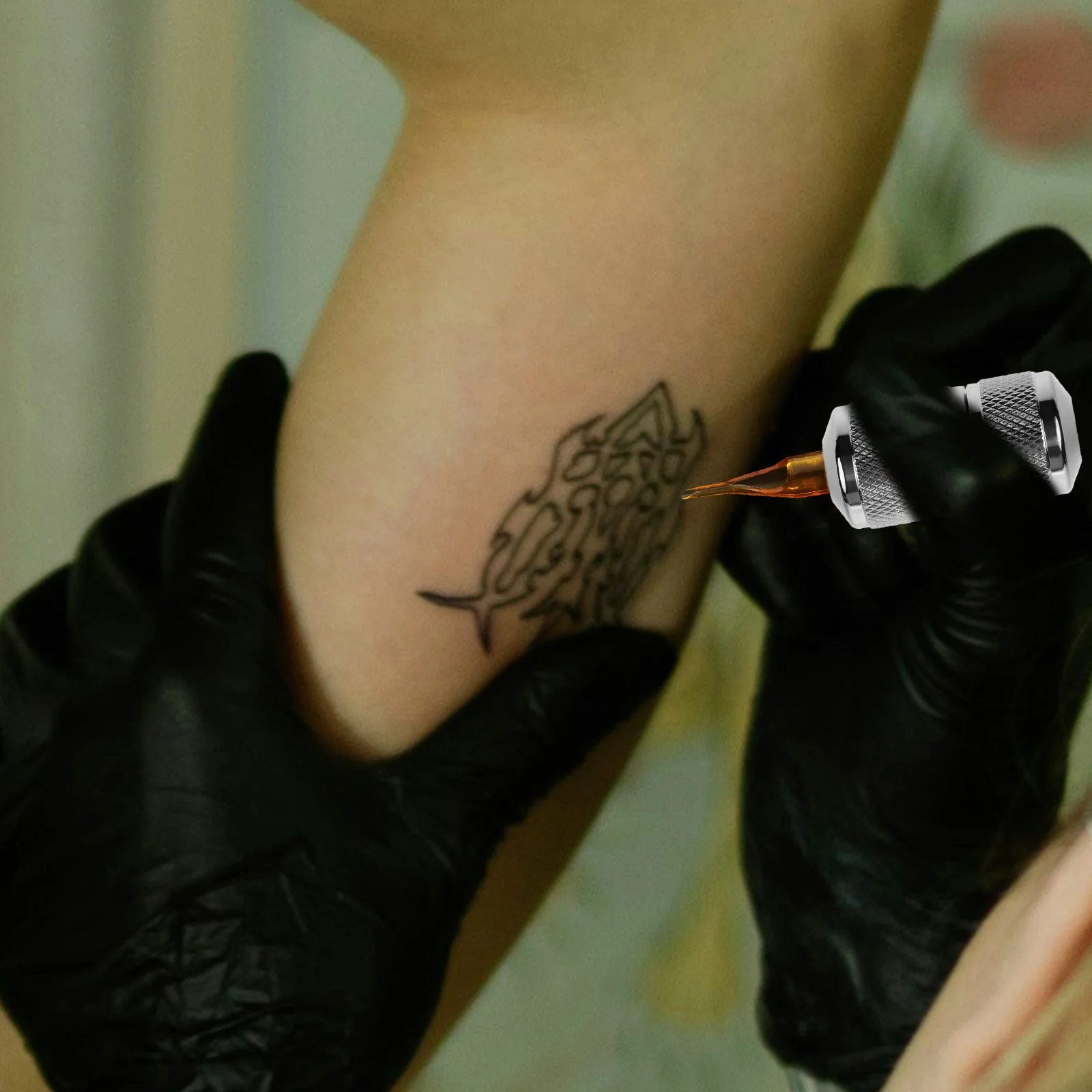 الذاتي قفل قبضة 25 مللي متر الفولاذ المقاوم للصدأ الوشم مقبض عقد قوي 7-8 مللي متر القطر الداخلي أداة فنية مريحة لفناني الجسم #3