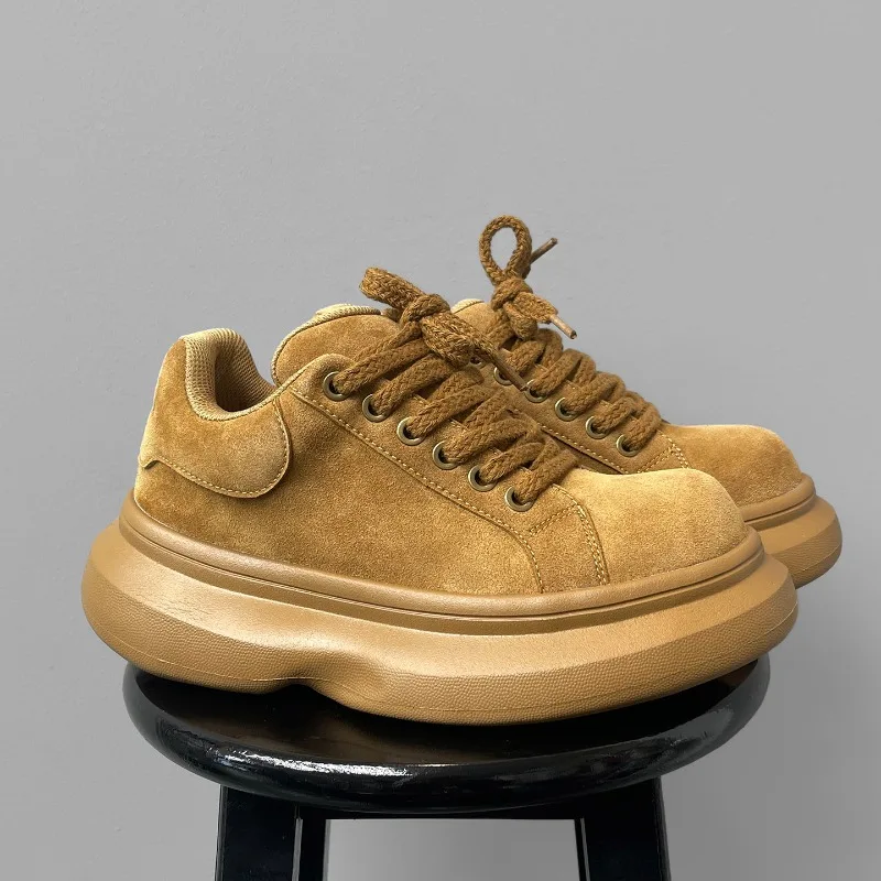 

2026 New Retro Fashion Bread Shoes for Men's Casual Sneakers Couple's Genuine Leather Comfortable Thick Soled Sports Shoes