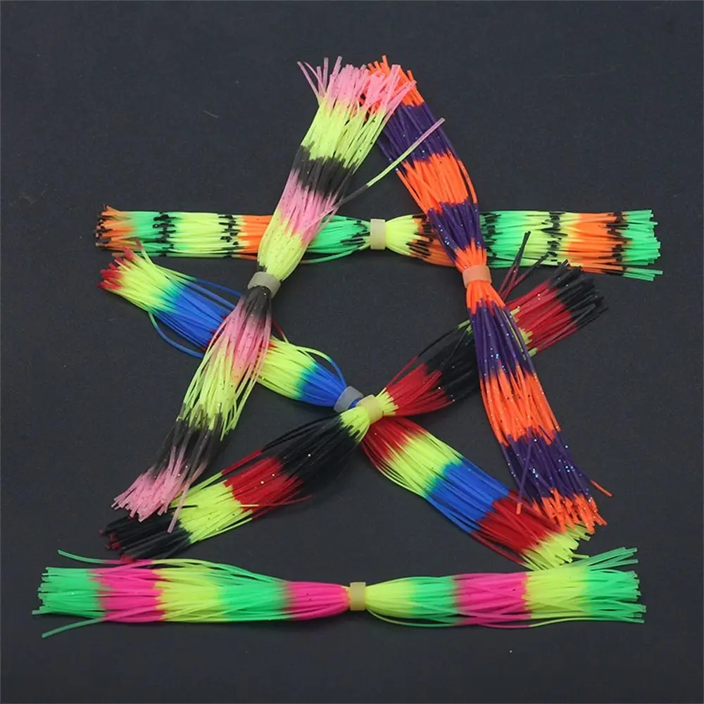 

50 Strands Baitfish Silicone Skirts Fly Tying Material Rainbow Color Buzzbaits Spinner Glitter Barred Color Jig Squid Skirt