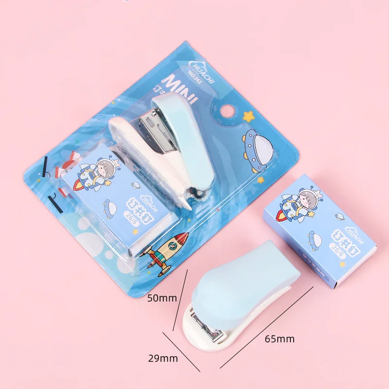 Portable Cute Cartoon Mini Stapler with Staples Set for Student School Office Organize Paper Binding Tools Stationery Supplies