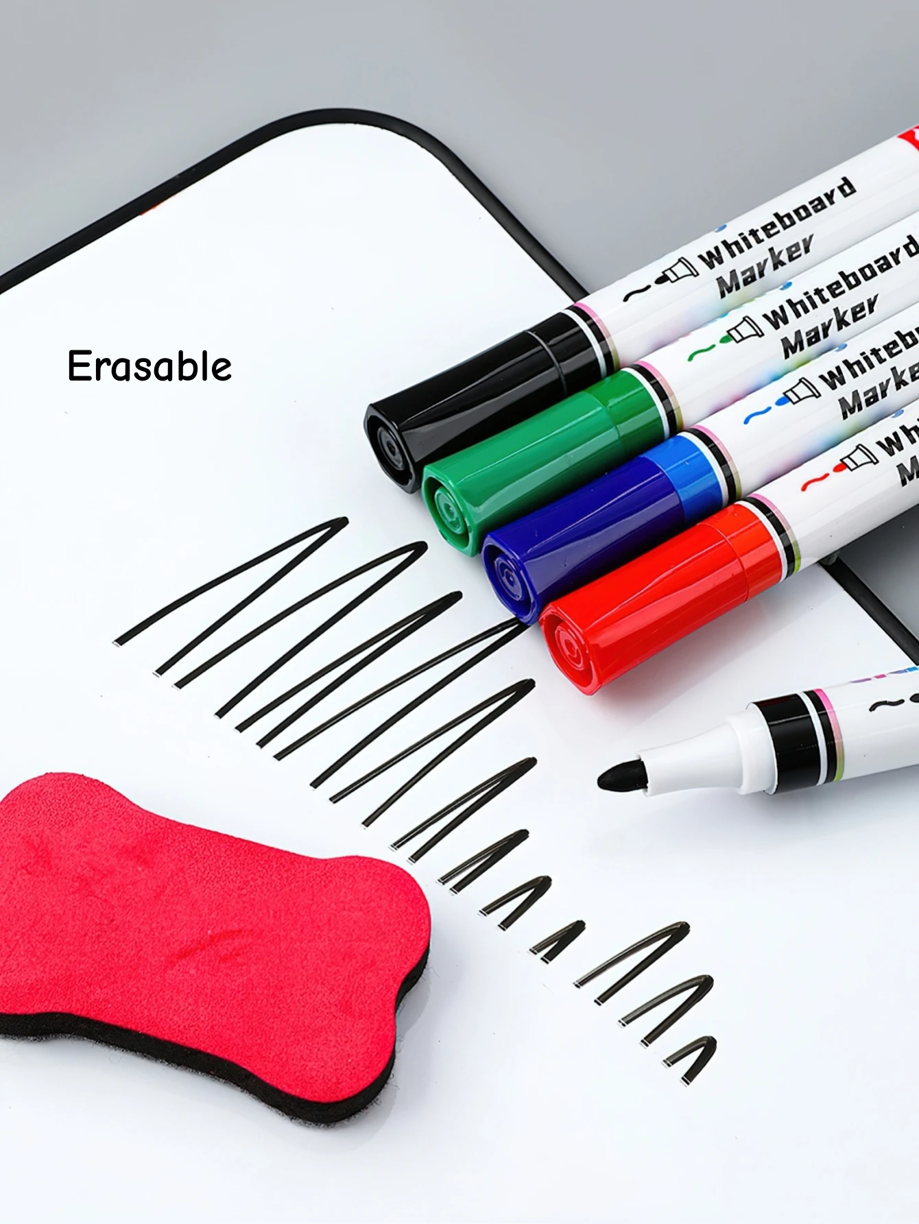 1/4/10 Stück löschbare Whiteboard-Marker, 4 Farben, Rot, Blau, Grün, Schwarz, wasserbasierte Stifte für Unterricht, Schreiben, Büro, F7932 – Detail 4