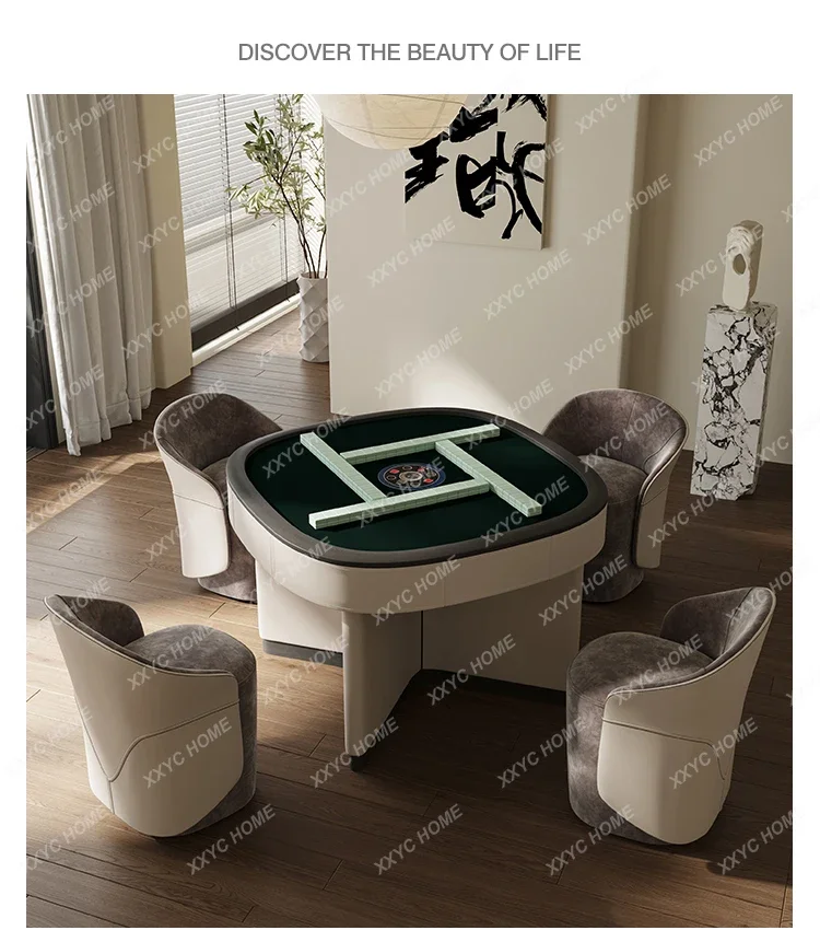 AAMahjong Table Villa Horizontal Hall Automatic Saddle Leather Multi-functional Electric Texas Hold'em Table Dual-purpose